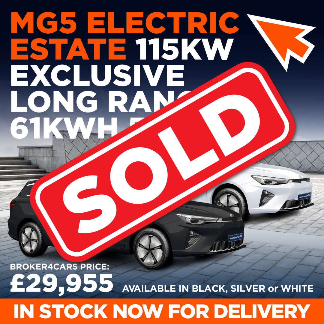 MG5 Electric Estate 115kW Exclusive Long Range 61kWH 5DR Auto. Available in Black, Silver or White. In Stock now for Delivery. Broker4Cars Price £29,955