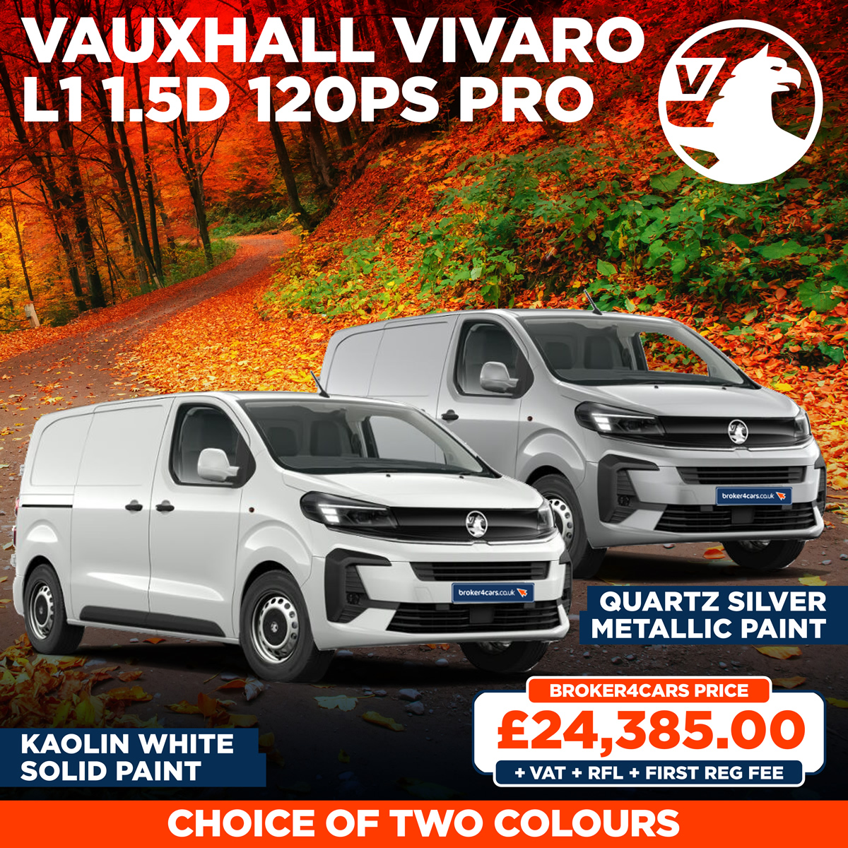 VAUXHALL VIVARO L1 1.5D 120PS PRO. Kaolin White Solid Paint or Quartz Silver Metallic Paint. 74 Plate Delivery - In Stock. Broker4Cars Price £24,385 +VAT +RFL +First Reg Fee