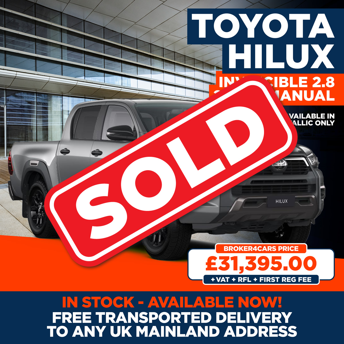 Toyota Hilux Invincible 2.8 204PS Manual. SOLD